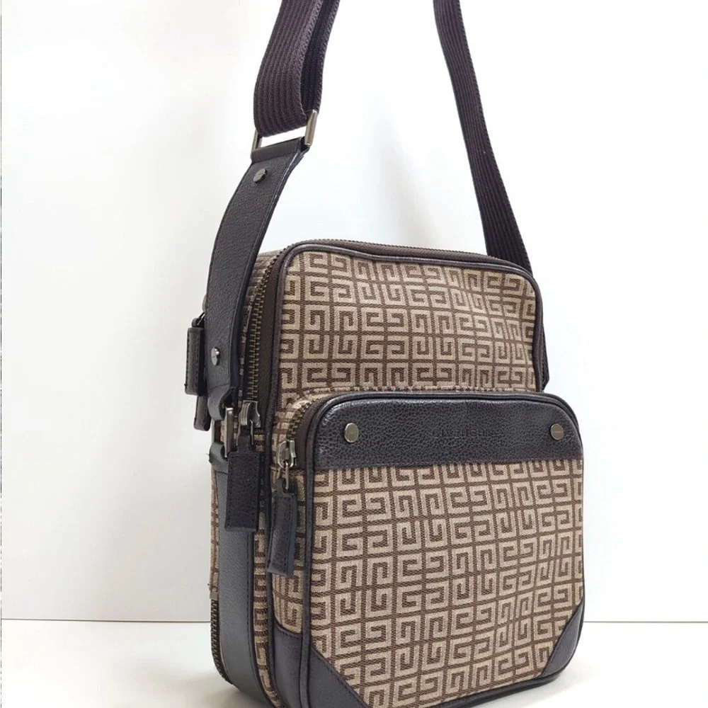 Authentic Rare Givenchy Canvas & Leather Crossbody with G Monogram +COA